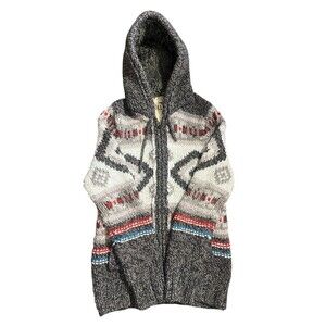 Hollister Faux Fur Chunky Knit Sweater Cardigan Hoodie Men’s Sz M